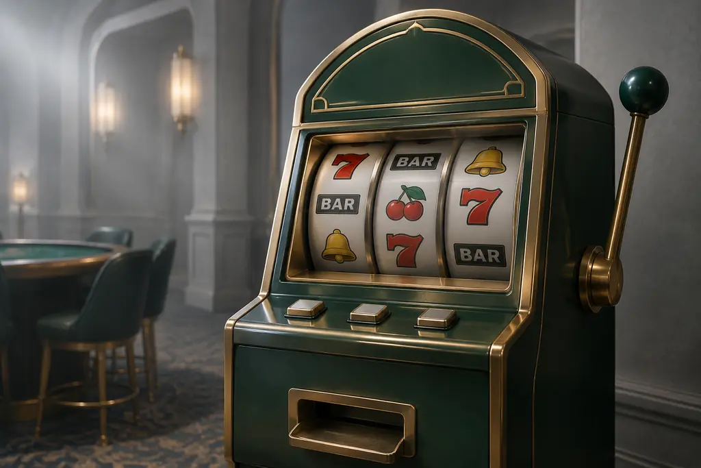 Kabinet slot klasik dengan simbol tujuh dan bar di kasino